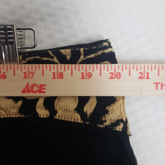 Womens Western Rodeo Bootcut Jeans Black w/ Gold Embroidery & Faux Leather Sz 22 - Picture 6 of 14